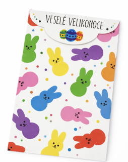 Velikonoční kartička na perníček „Veselé Velikonoce“ 17 × 11 cm – balení 5 ks 🐰🌸