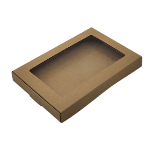 Kraftová krabička s okénkem 18 × 12 × 2 cm