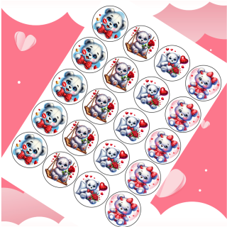 💕 Valentýnská medvídková láska 5 cm kolečko