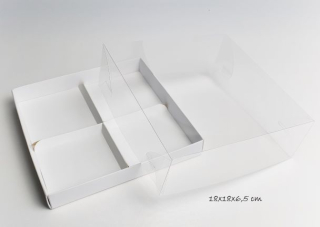 Elegantní krabička s průhledným víkem 18x18x6,5 cm